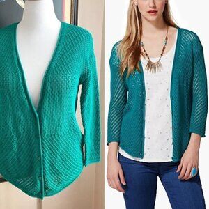 LUCKY BRAND: Romona Lose Knit Teal Button Cardigan